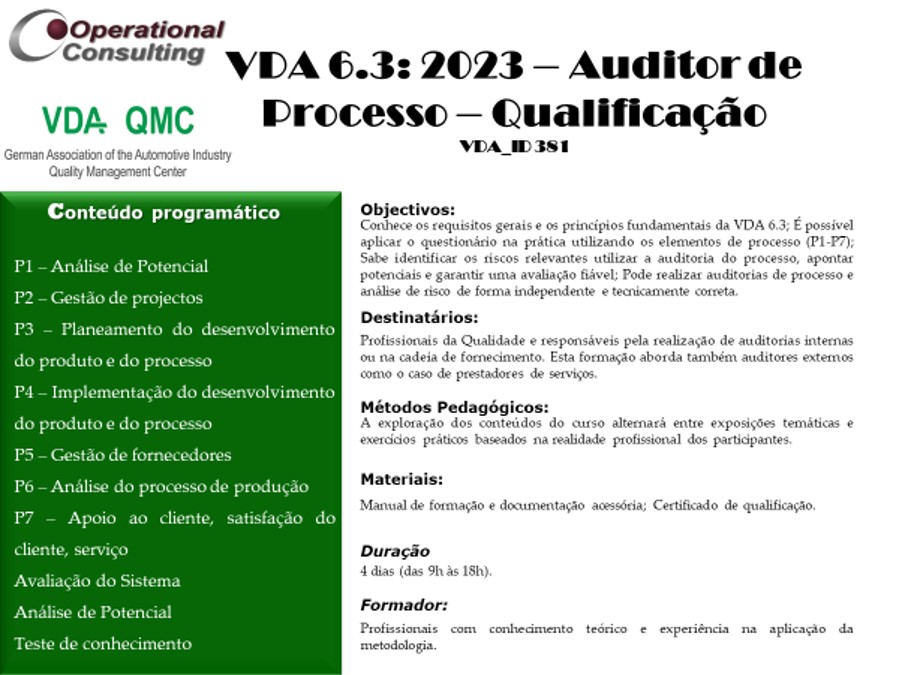 Programa VDA 6.3:2023 Qualificação