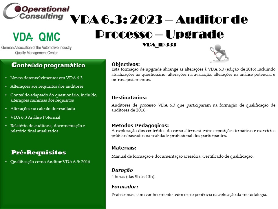 Programa VDA 6.3:2023 Upgrade